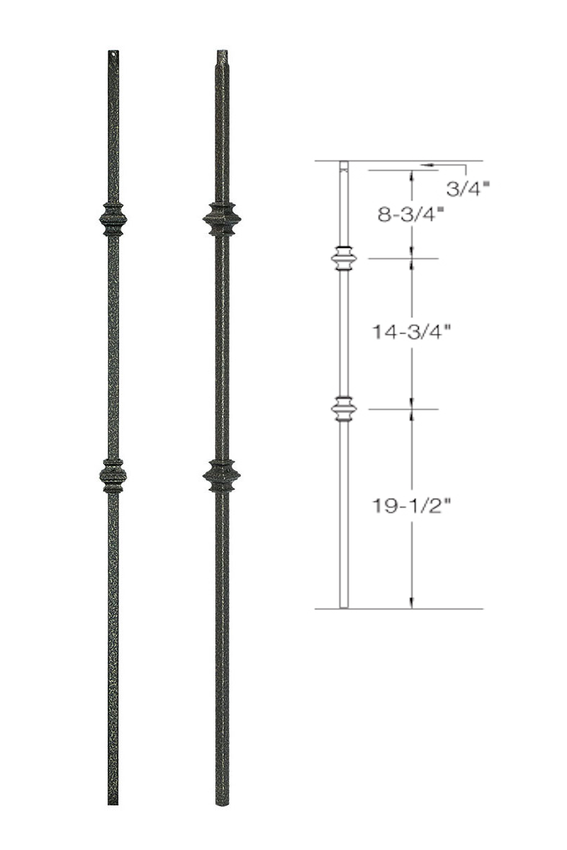 2G61 Iron Baluster ⋅ Double Knuckle ⋅ 5/8" Square