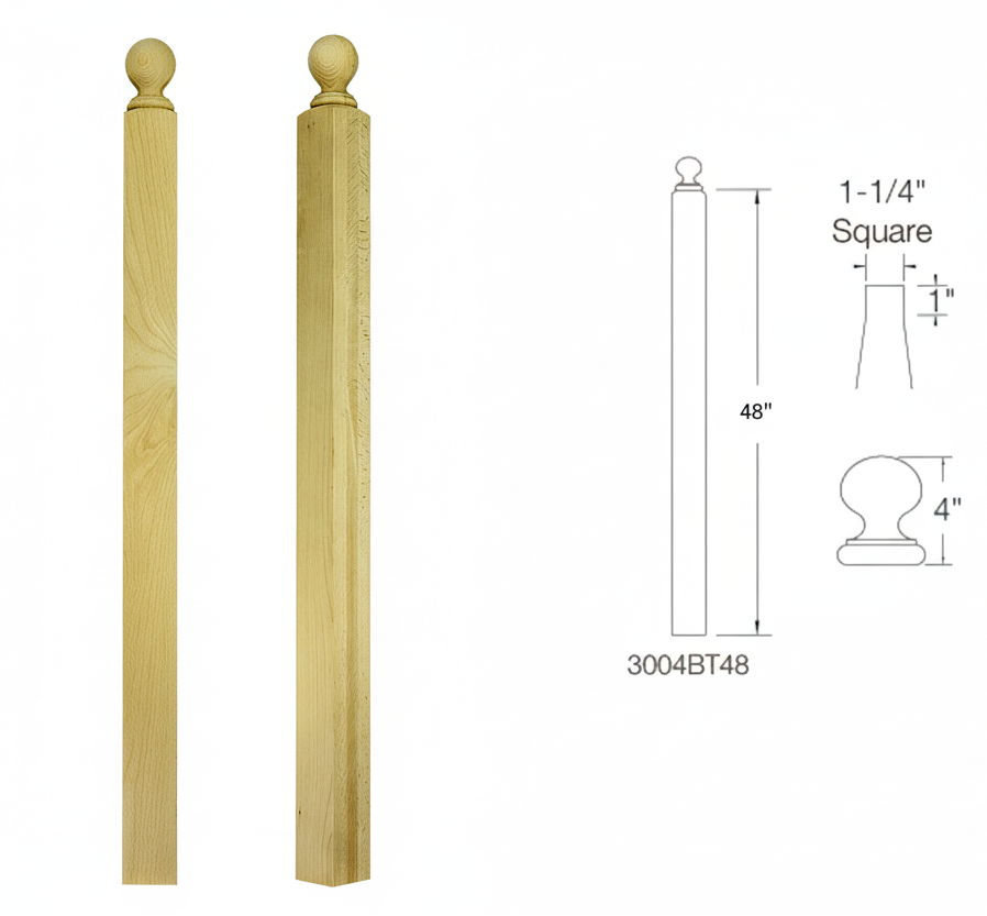 3004BT48 BALL TOP Square Base Newel