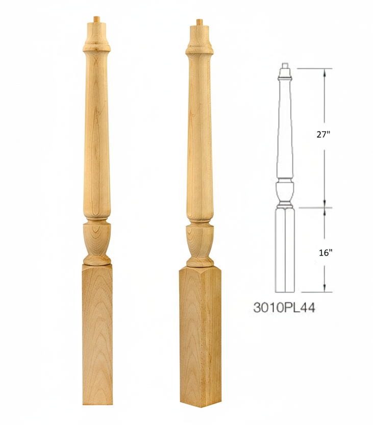 3010PL44 PLAIN PIN TOP SQUARE BASE NEWEL