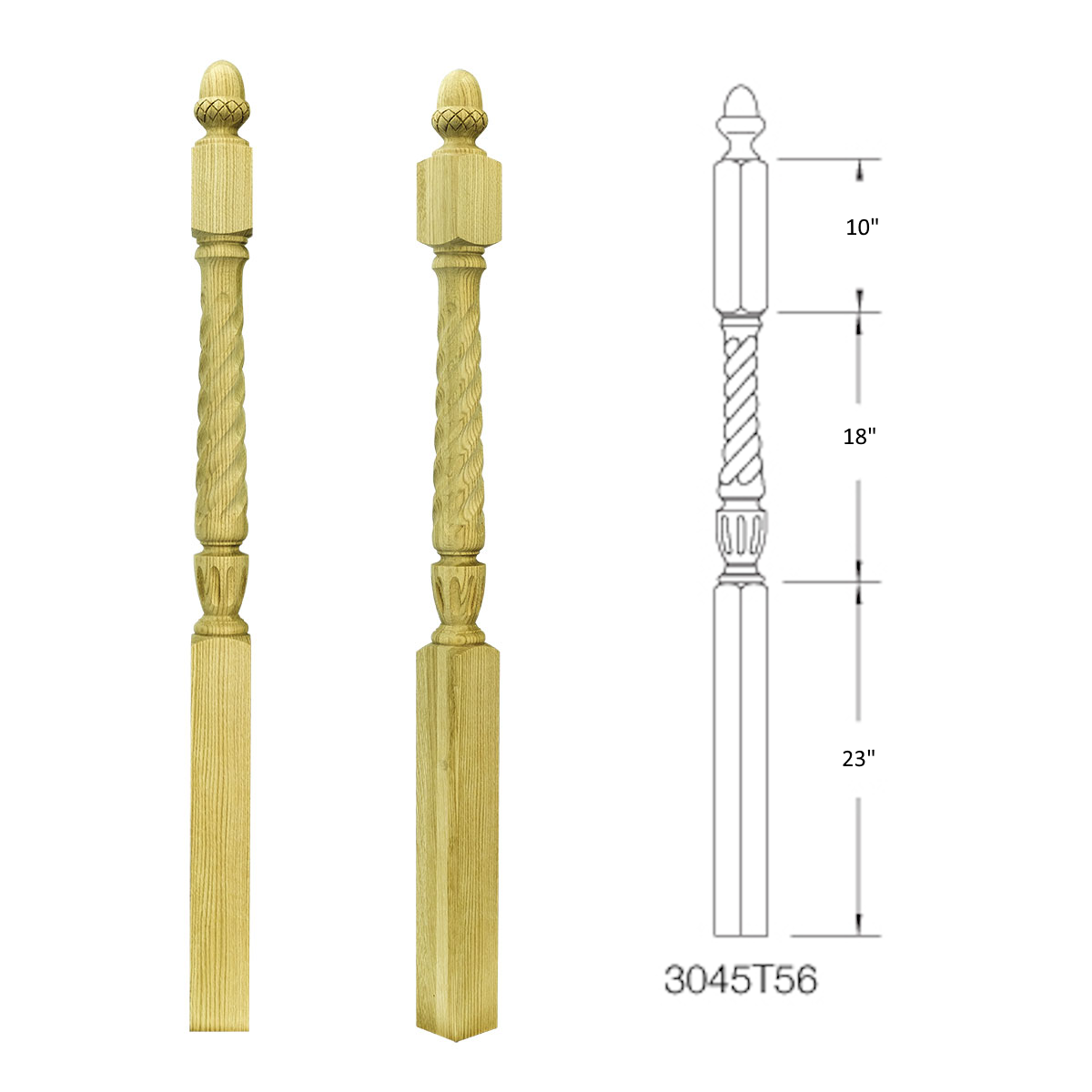 3045T56 TWIST SQUARE BASE NEWEL