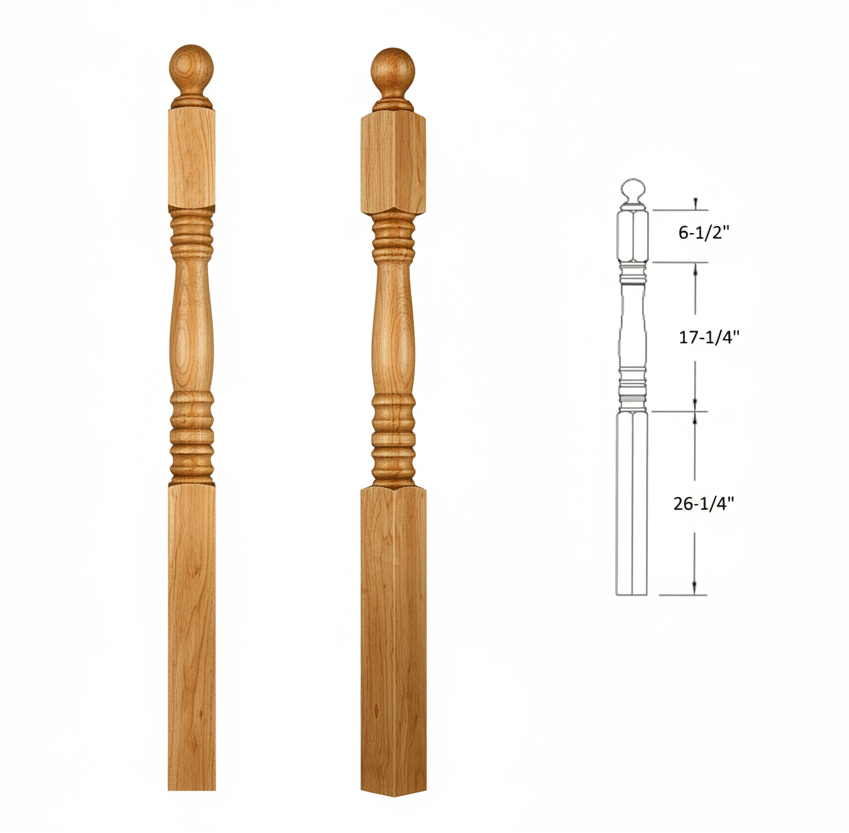 3512BT54 Ball Top Square Base Newel