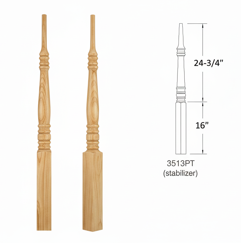 3513PT Pin Top Square STABILIZER Newel