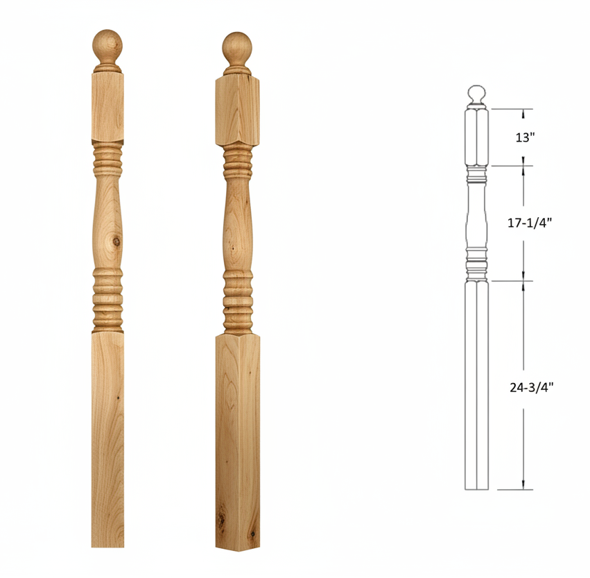 3516BT59 Ball Top Square Base Newel