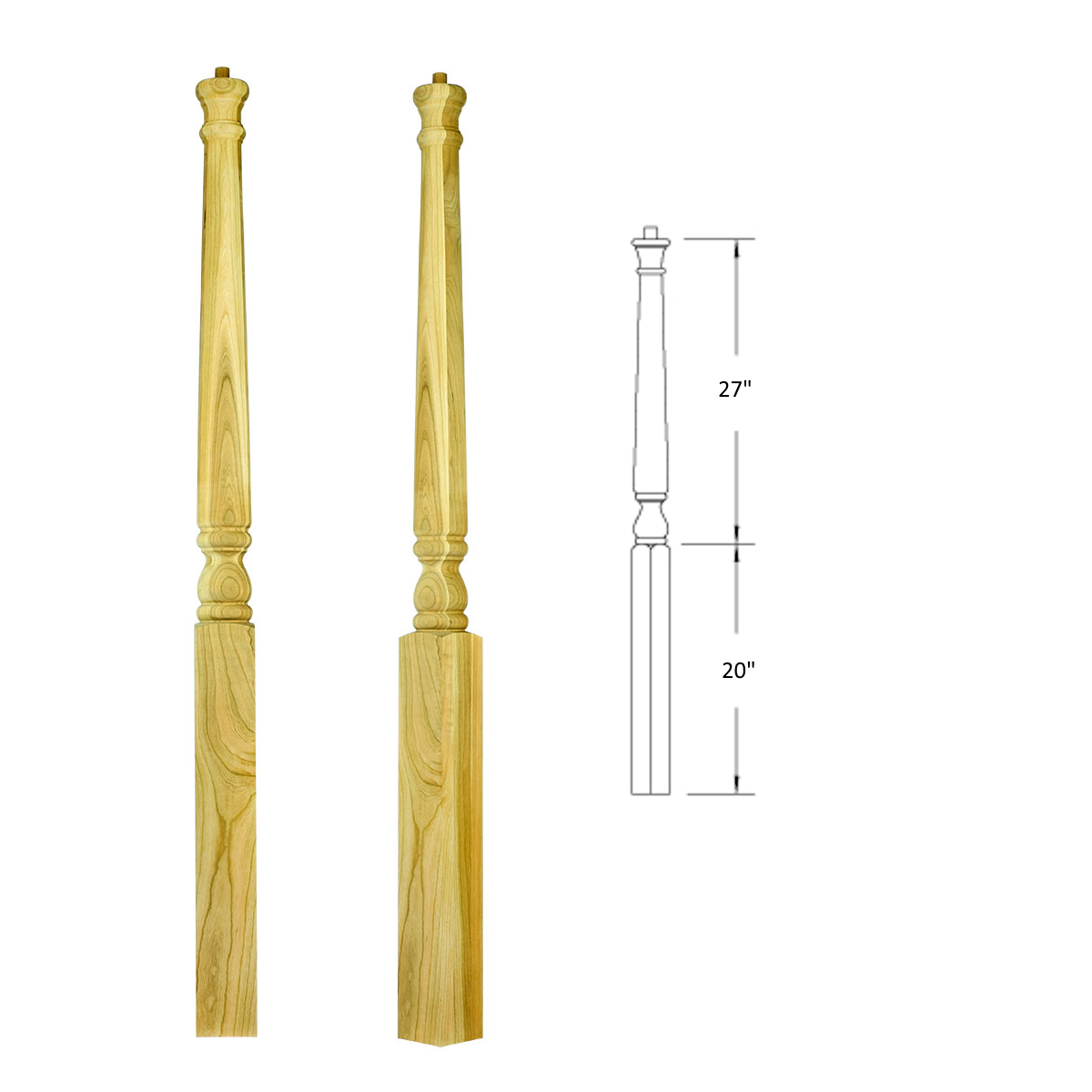 4010PT48 Pin Top Square Base Newel