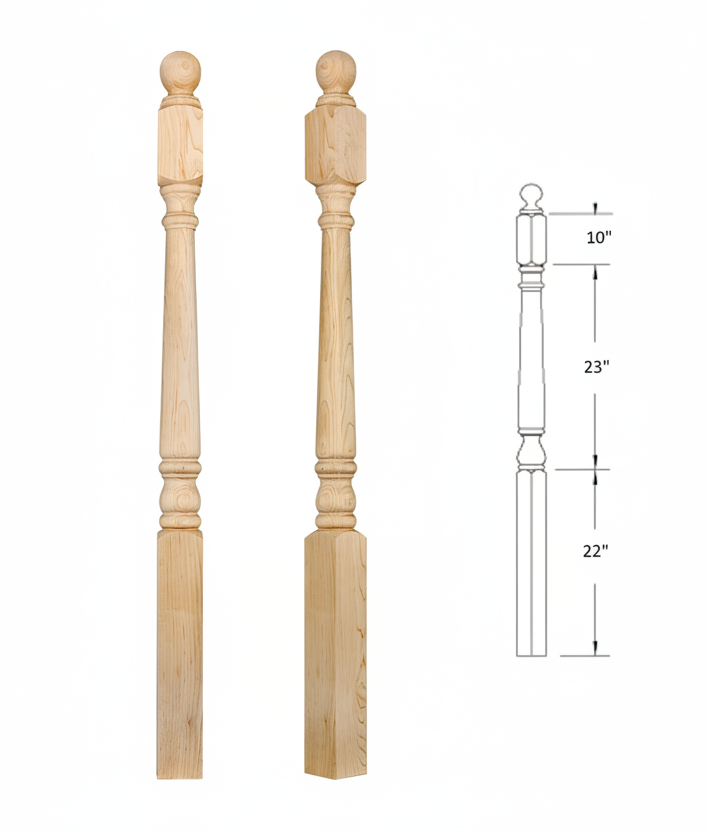 4015BT59 Ball Top Square Base Newel
