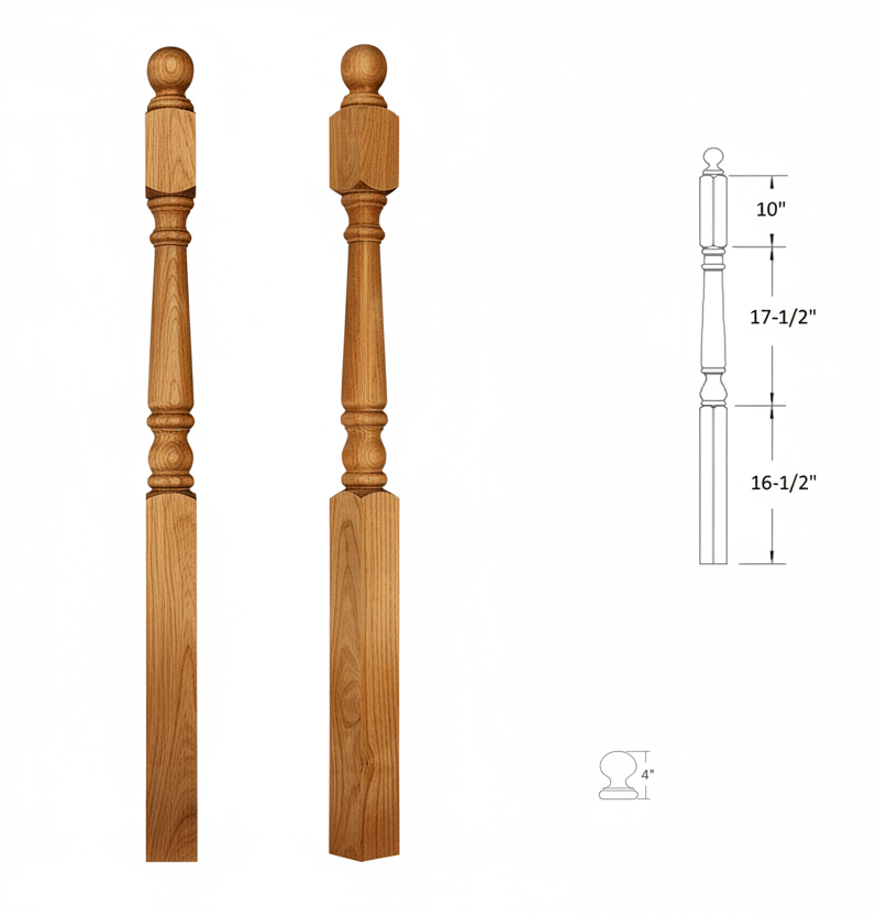 4015BTS48 Ball Top Square Base Newel