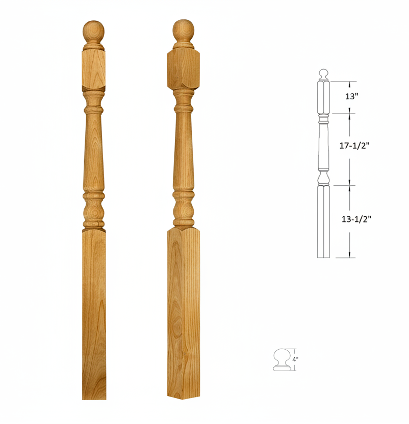 4016BTS48 Ball Top Square Base Newel