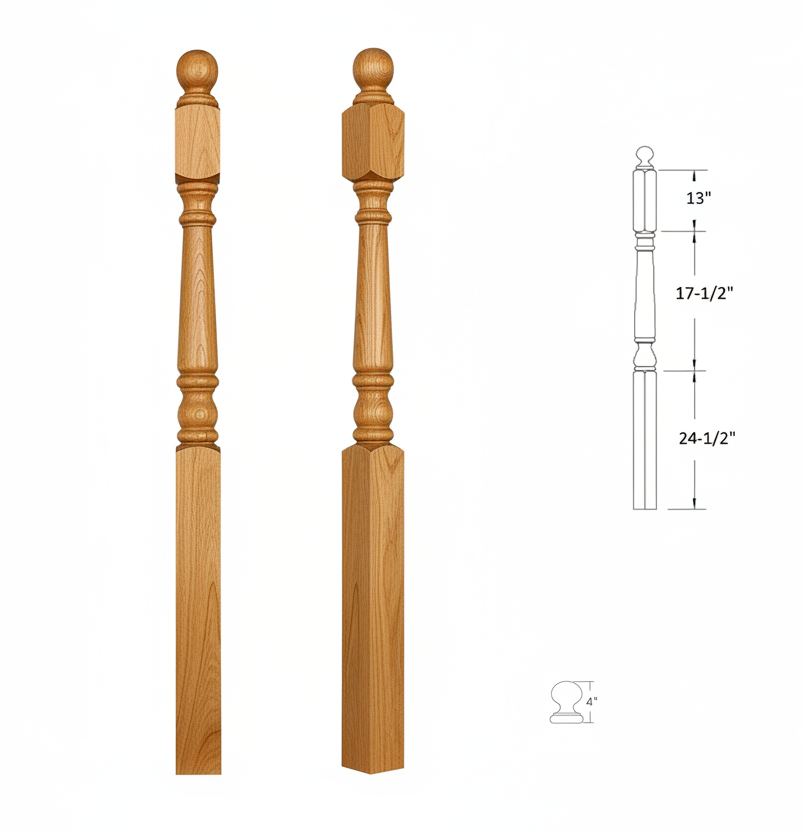 4016BTS59 Ball Top Square Base Newel