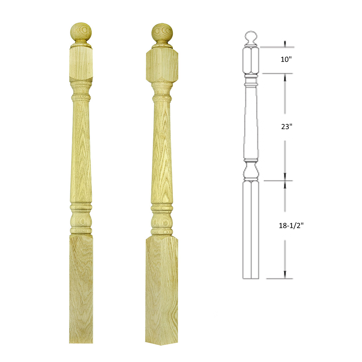 4025BT56 BALL TOP SQUARE BASE NEWEL