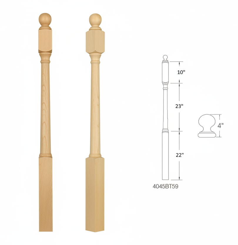 4045BT59 Ball Top Square Base Newel