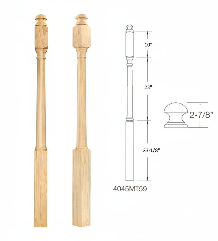4045MT59 MUSHROOM Top Square Base Newel