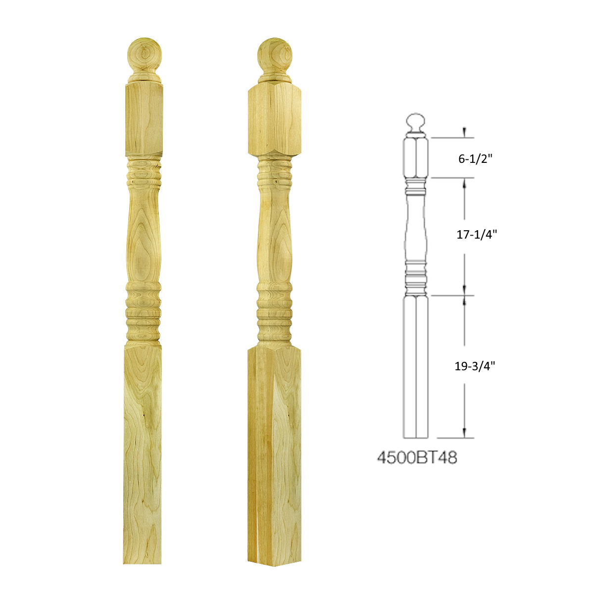 4500BT48 BALL TOP SQUARE BASE NEWEL