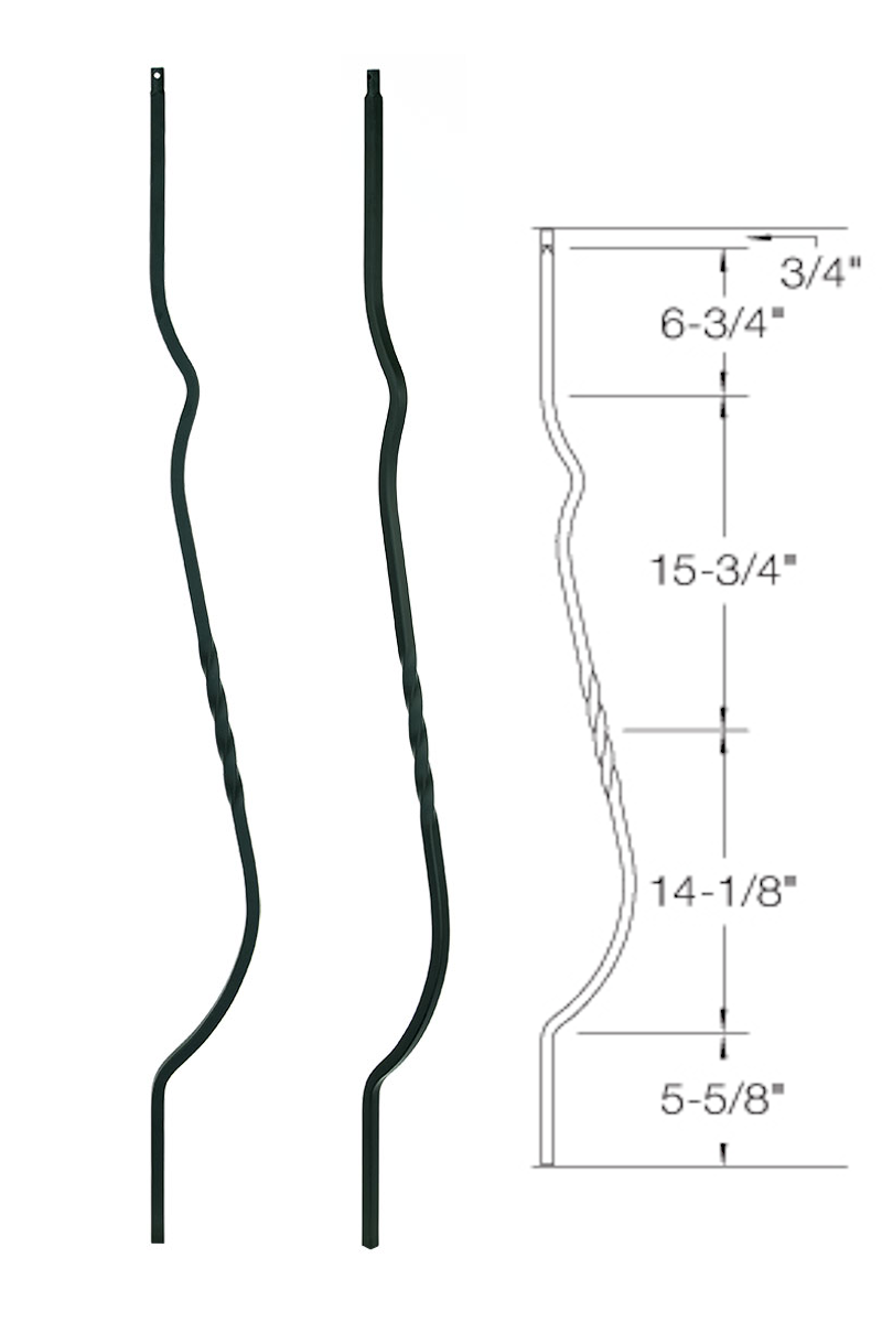 BB02 Iron Baluster ⋅ Belly: 43" Single Twist ⋅ 1/2" Square