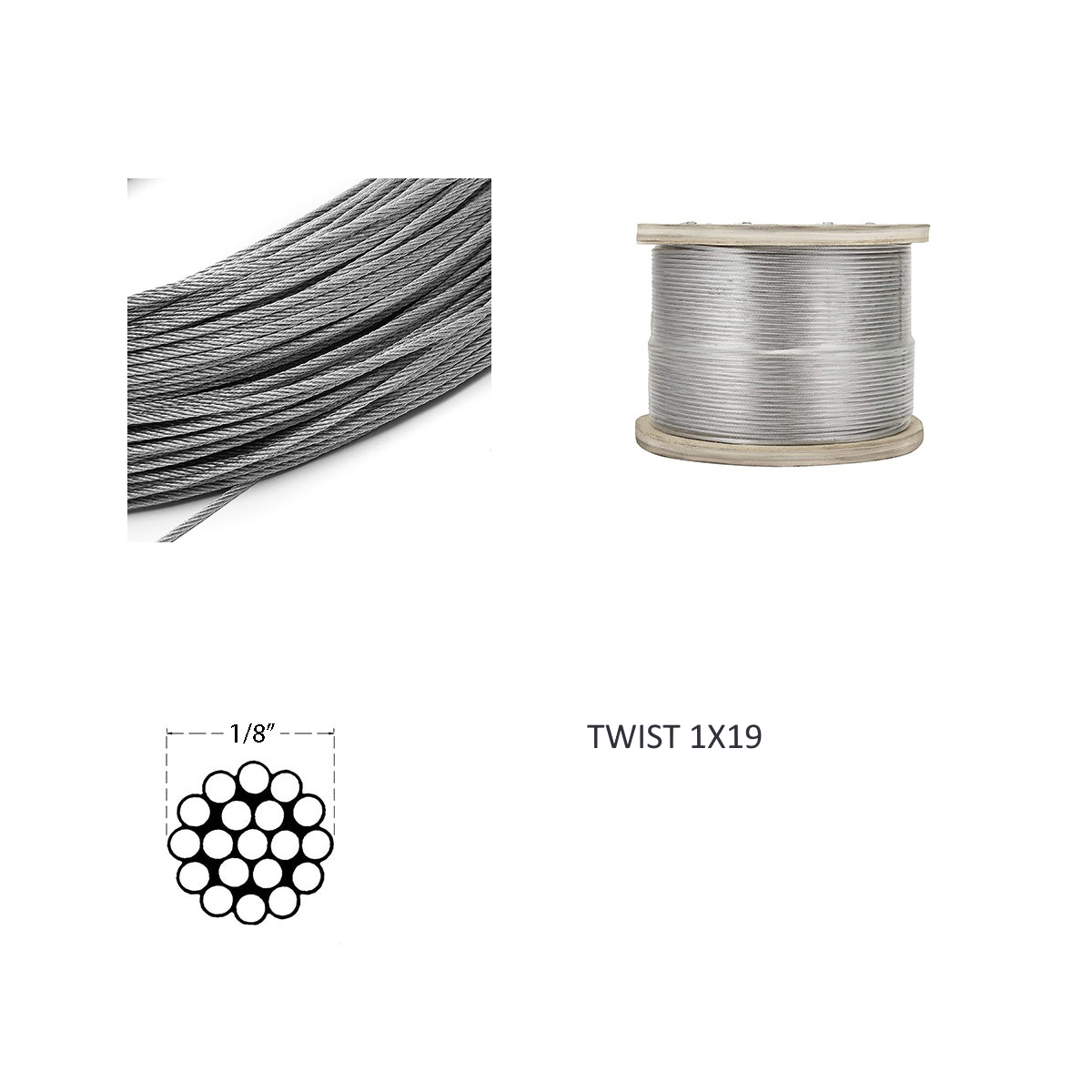 CABLE18250 Stainless Steel • Stealth Cable Components • 1/8" Cable 250FT