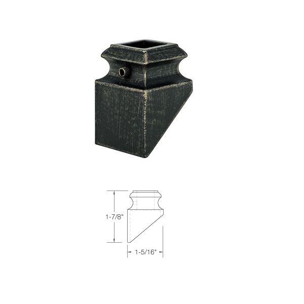 SH905 Slant Shoe with screw for Iron Hammered Baluster ⋅ 1/2" Square