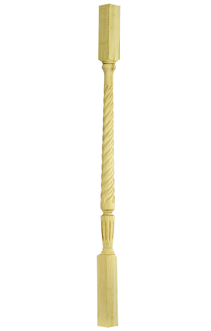 STOCKBRIDGE 2005 TWIST Wood Baluster 1-3/4" WIDE SQUARE TOP SQUARE BASE