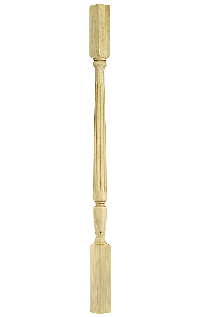 STOCKBRIDGE 2005 Fluted Wood Baluster 1-3/4" WIDE SQUARE TOP SQUARE BASE