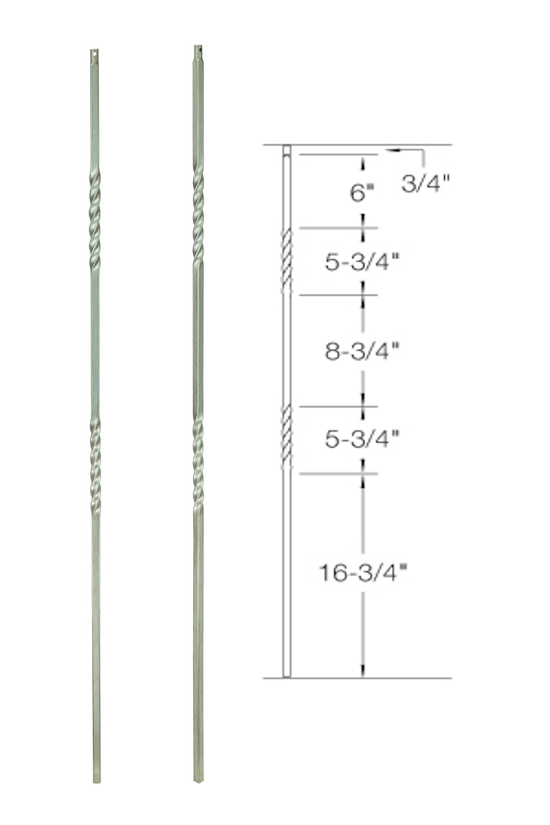 T03 Iron Baluster ⋅ Double Twist ⋅ 1/2" Square