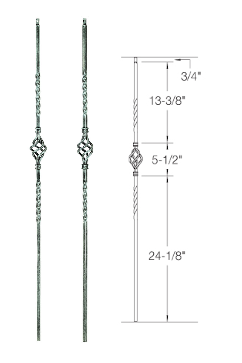 T04 Iron Baluster ⋅ Single Basket ⋅ 1/2" Square