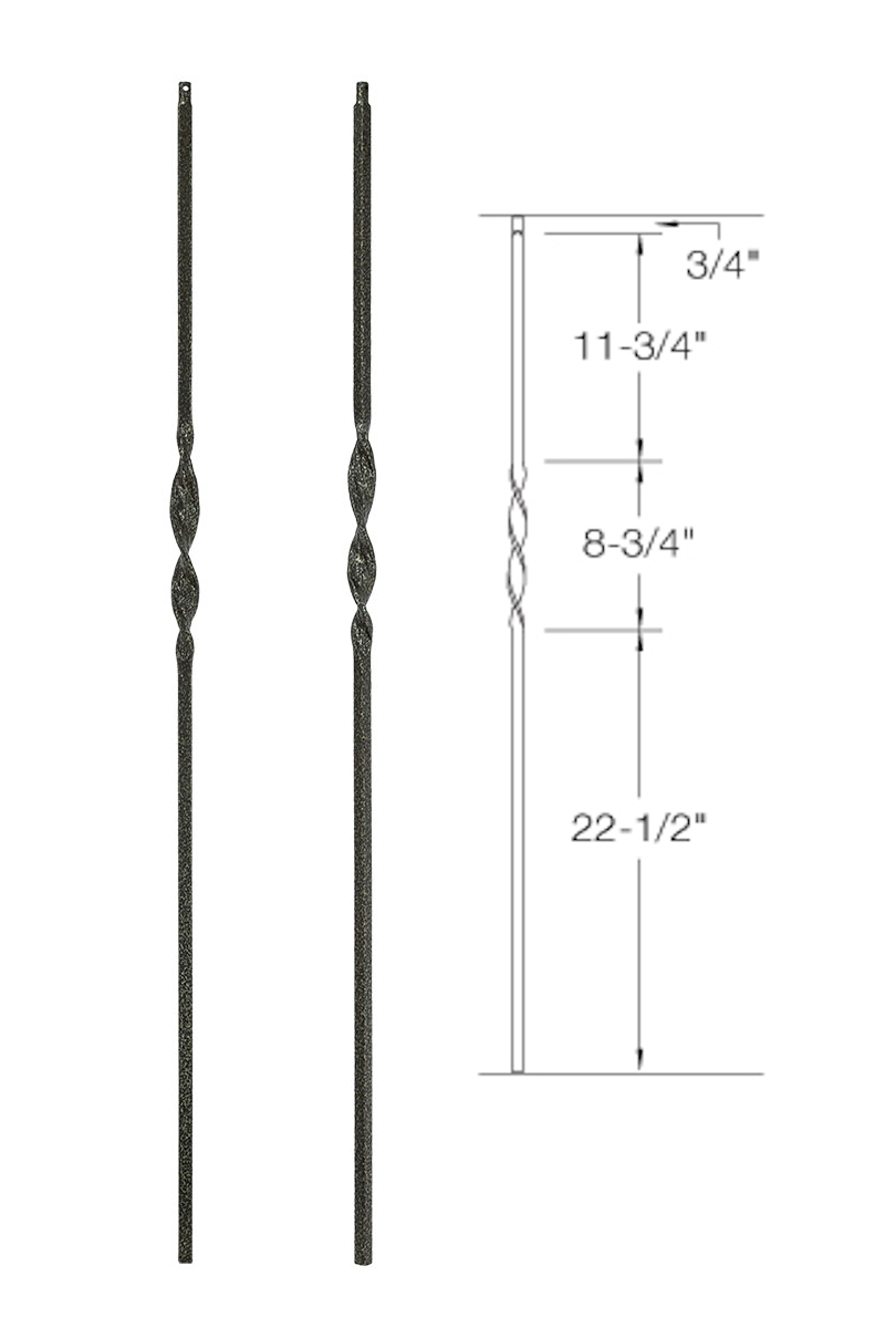 T06 Iron Baluster ⋅ Single Ribbon ⋅ 1/2" Square