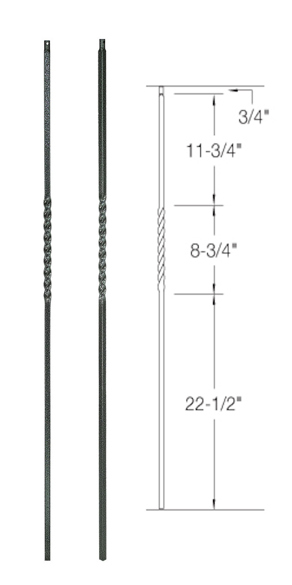 T02 Iron Baluster ⋅ Single Twist ⋅ 1/2" Square
