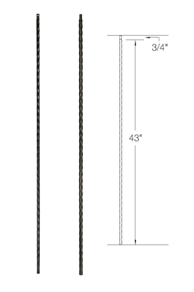 T30 Iron Baluster ⋅ Hammered Edge: Plain ⋅ 1/2" Square