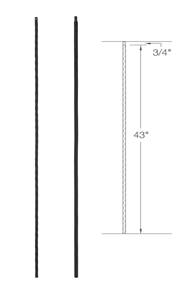 T33 Iron Baluster ⋅ Hammered Edge: Plain ⋅ 1/2" Square