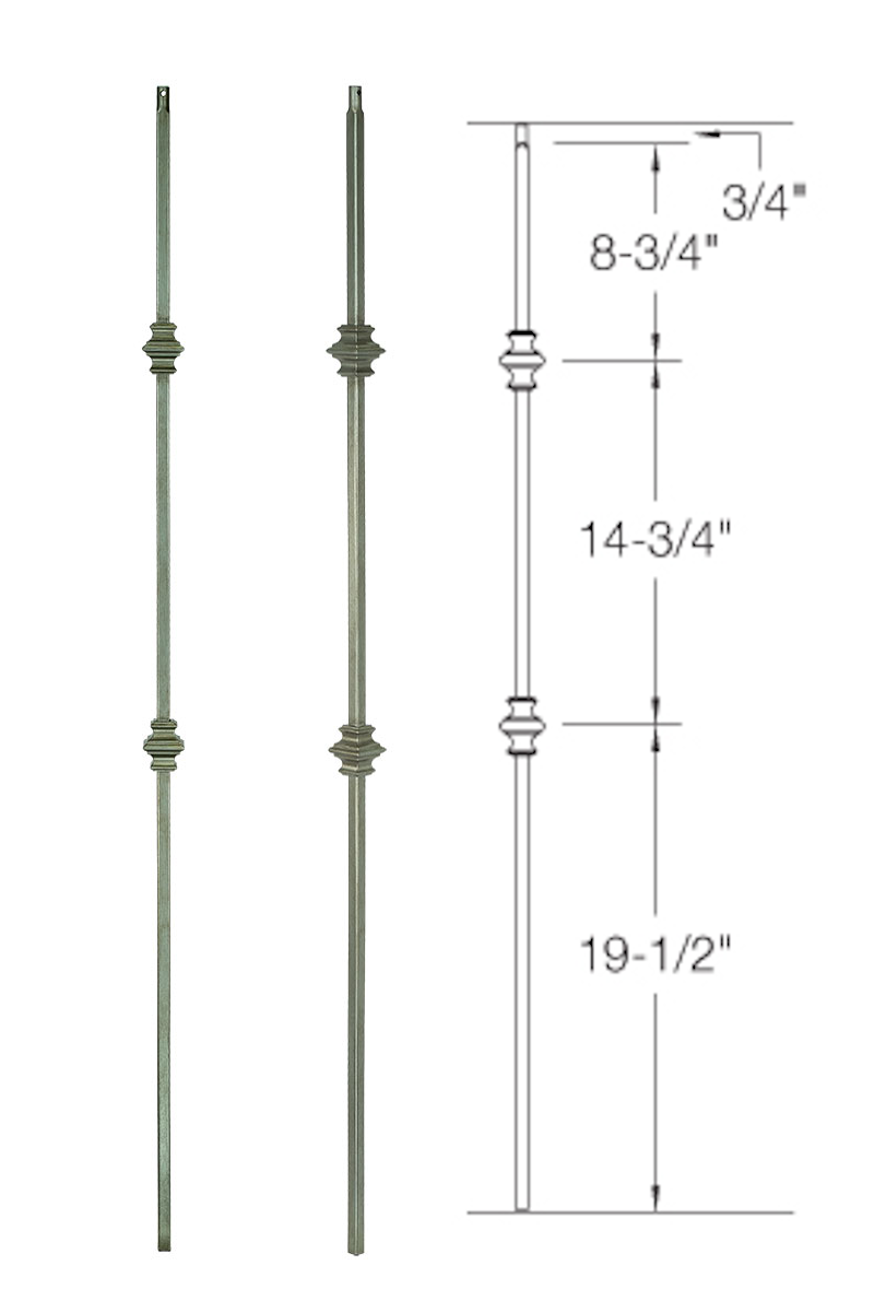 T61 Iron Baluster ⋅ Double Knuckle ⋅ 1/2" Square