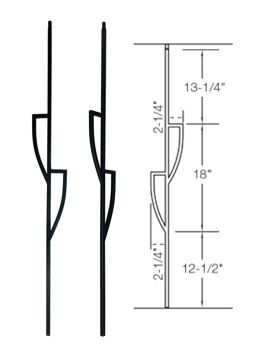 T79 Iron Baluster ⋅ Split Shield ⋅ 1/2" Square