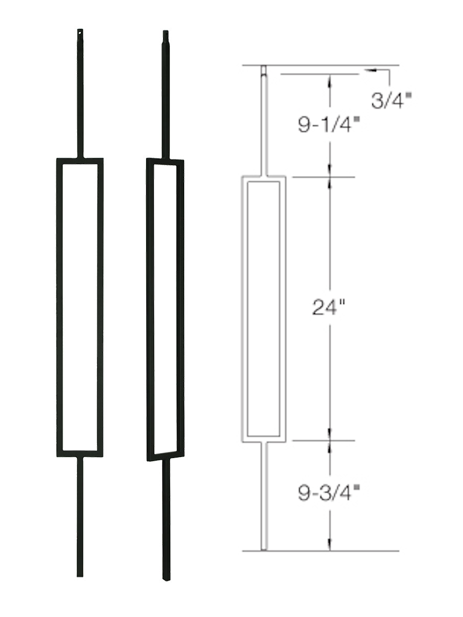 T81 Iron Baluster ⋅ Single Rectangle ⋅ 1/2" Square