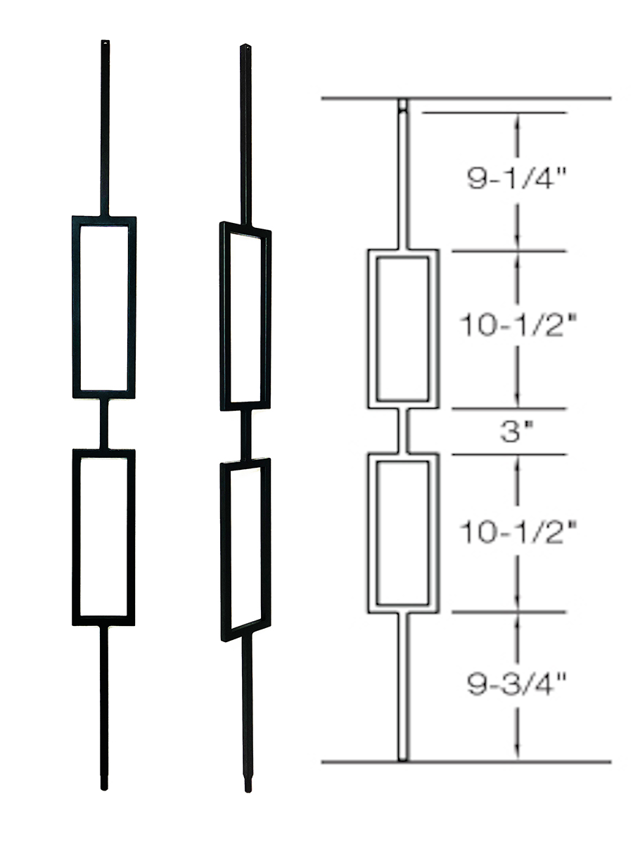T82 Iron Baluster ⋅ Double Rectangle ⋅ 1/2" Square