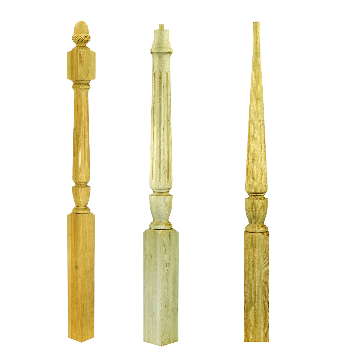 3010 Fluted Newels ⋅ Stockbridge ⋅ Acorn & Pin Top ⋅ 3-1/2"