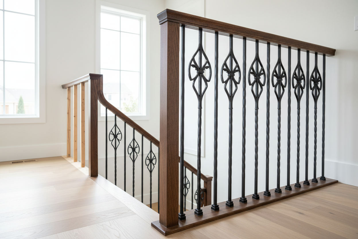 1/2" Square Iron Balusters-Gothic Hammered Face