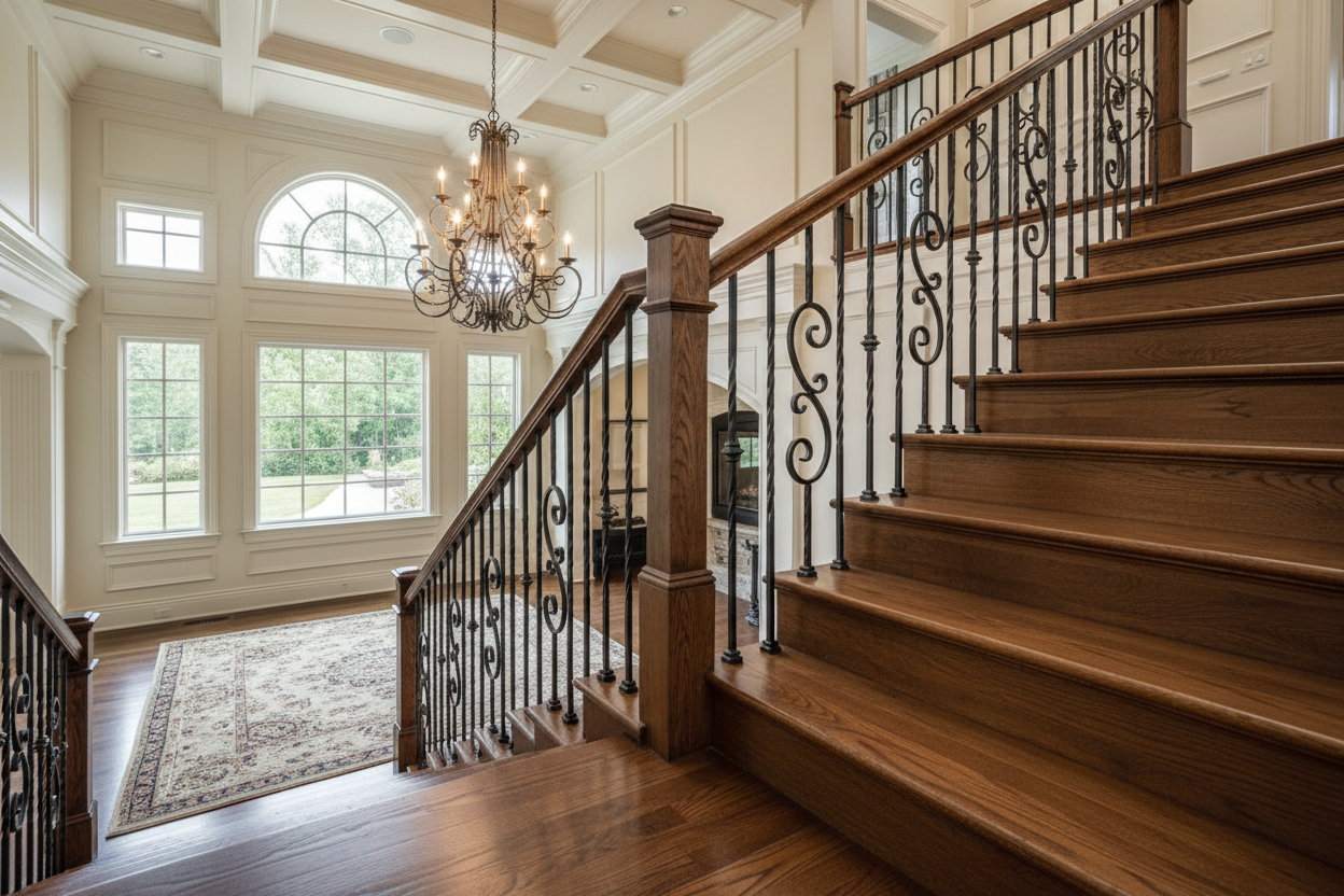 1/2" Square Tuscan Iron Balusters: Hammered Edge