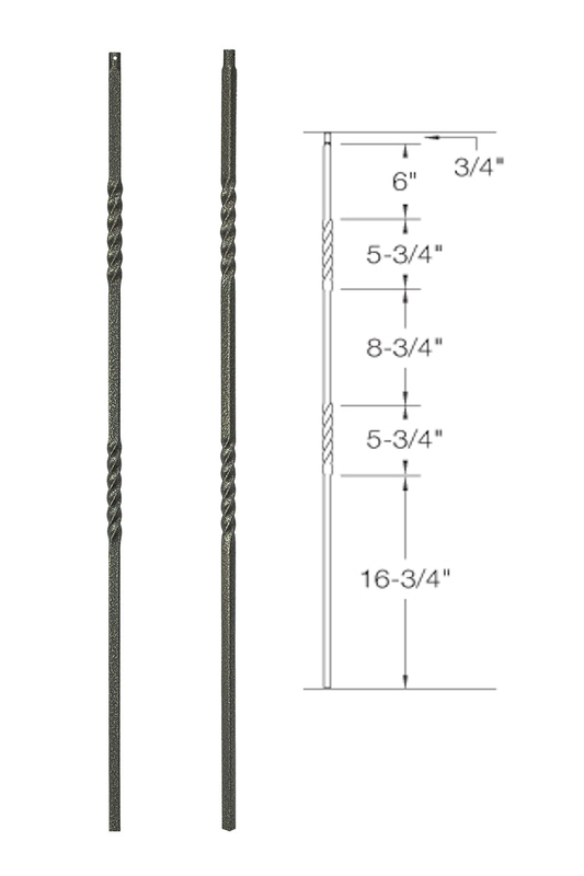2G03 Iron Baluster ⋅ Double Twist ⋅ 5/8" Square