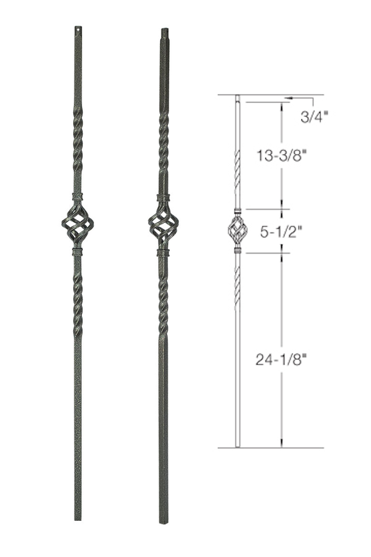 2G04 Iron Baluster ⋅ Single Basket ⋅ 5/8" Square