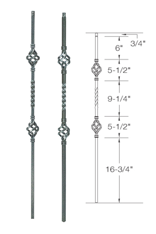 2G05 Iron Baluster ⋅ Double Basket ⋅ 5/8" Square