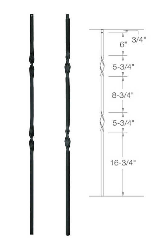 2G07 Iron Baluster ⋅ Double Ribbon ⋅ 5/8" Square