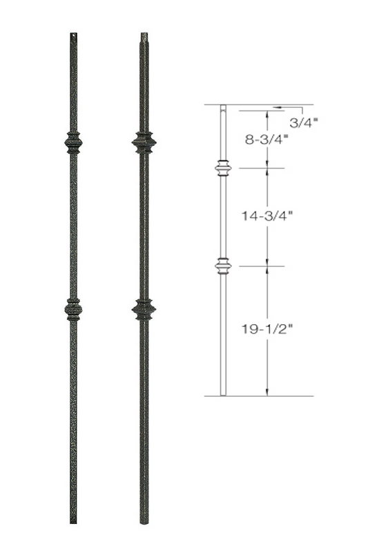 2G61 Iron Baluster ⋅ Double Knuckle ⋅ 5/8" Square