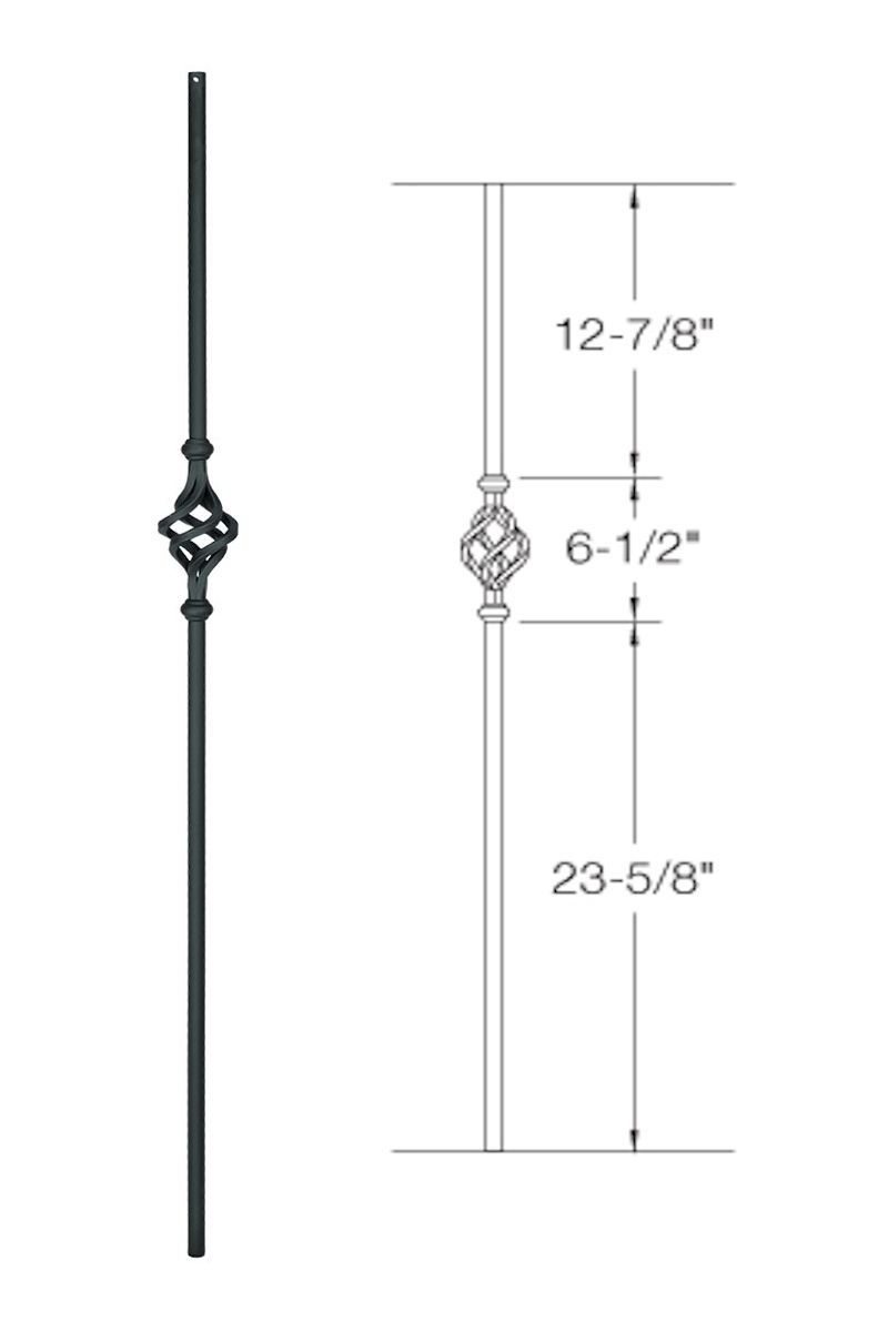 2GR04 Iron Baluster ⋅ Single Basket ⋅ 5/8" Round