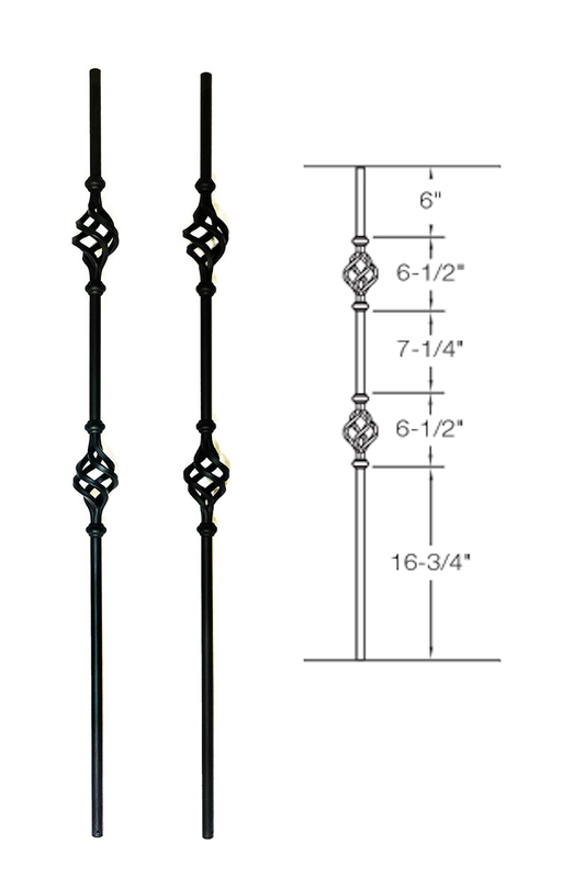 2GR05 Iron Baluster ⋅ Double Basket ⋅ 5/8" Round