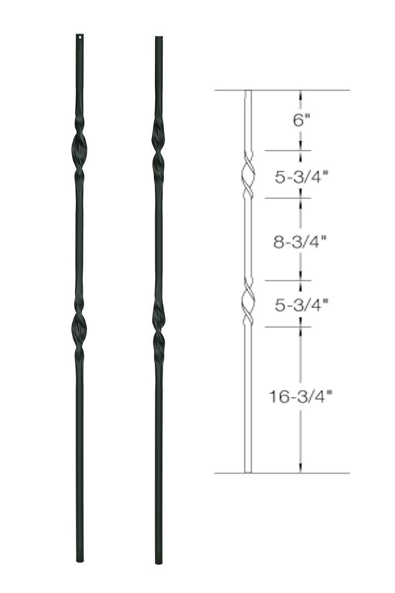 2GR07 Iron Baluster ⋅ Double Ribbon ⋅ 5/8" Round