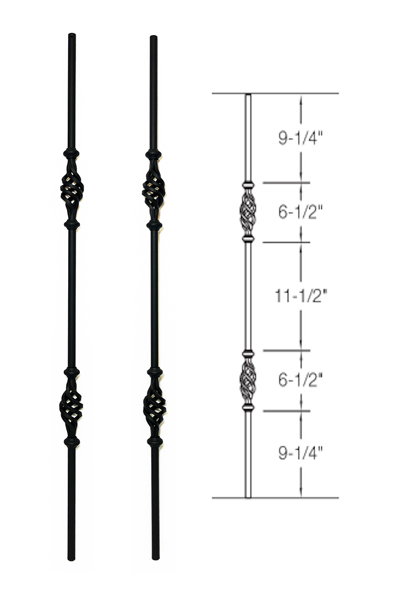 2GR12 Iron Baluster ⋅ Double Basket ⋅ 5/8" Round