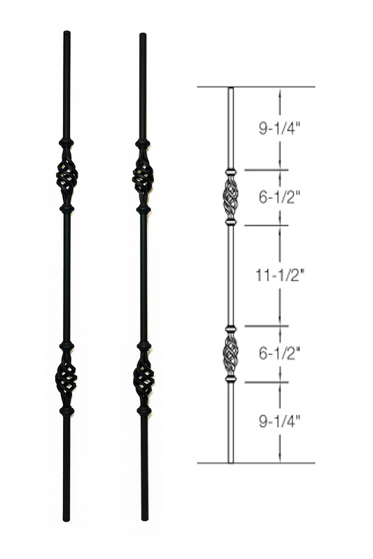 2GR12 Iron Baluster ⋅ Double Basket ⋅ 5/8" Round