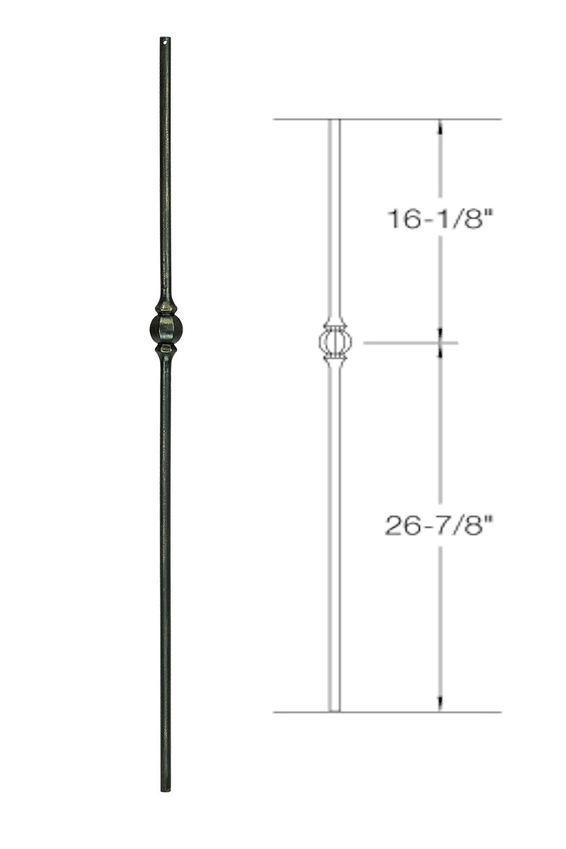 2GR22 Iron Baluster ⋅ Single Ball ⋅ 5/8" Round