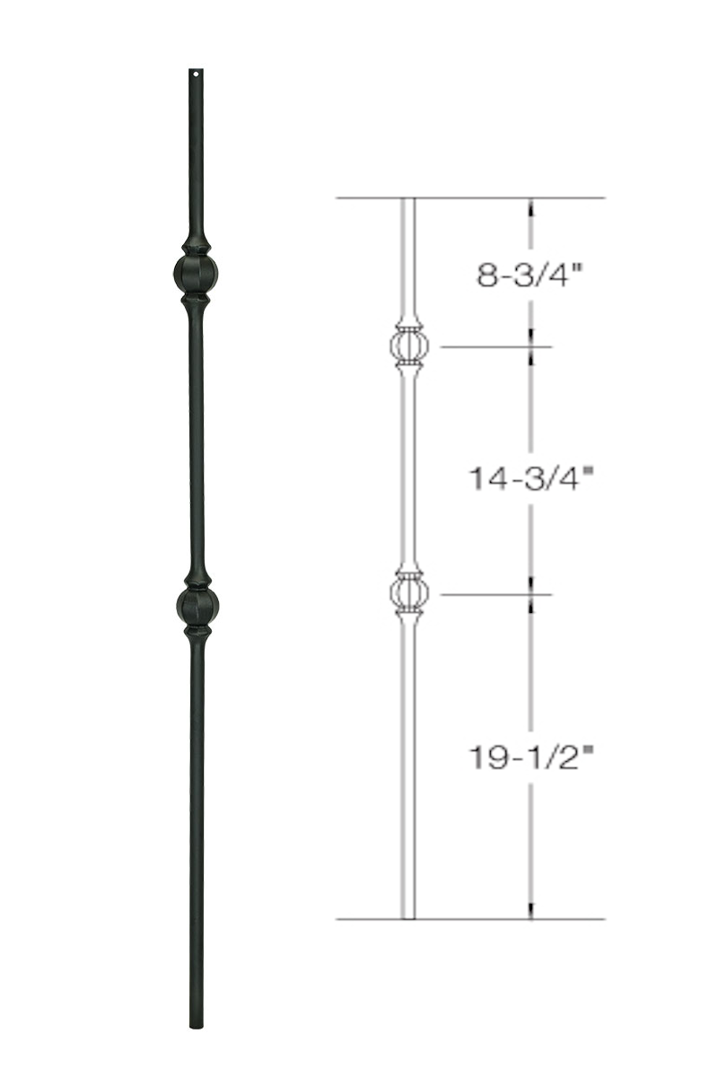 2GR23 Iron Baluster ⋅ Double Ball ⋅ 5/8" Round