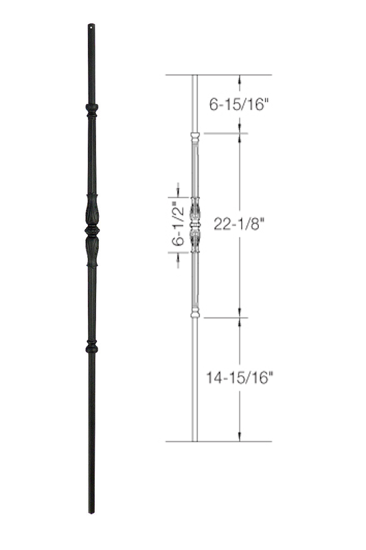 2GR51 Iron Baluster ⋅ Monaco with Urn ⋅ 5/8" Round