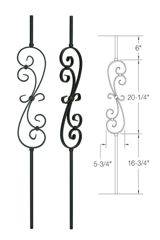 2GR56 Iron Baluster ⋅ "S" Scroll ⋅ 5/8" Round