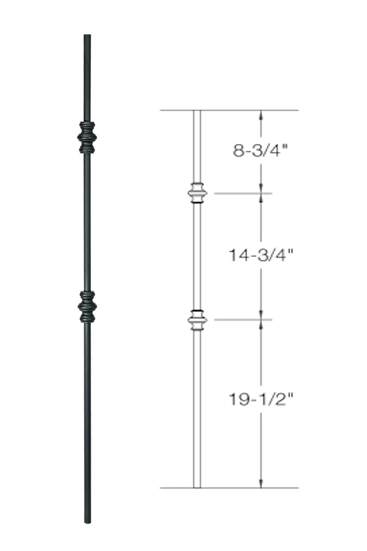 2GR61 Iron Baluster ⋅ Double Knuckle ⋅ 5/8" Round