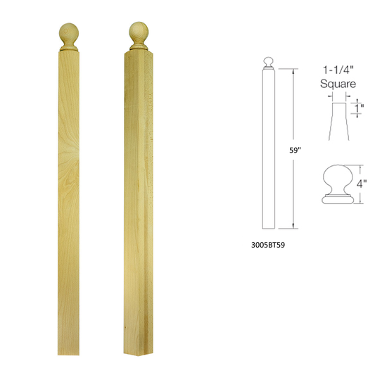 3005BT59 BALL TOP Square Base Newel
